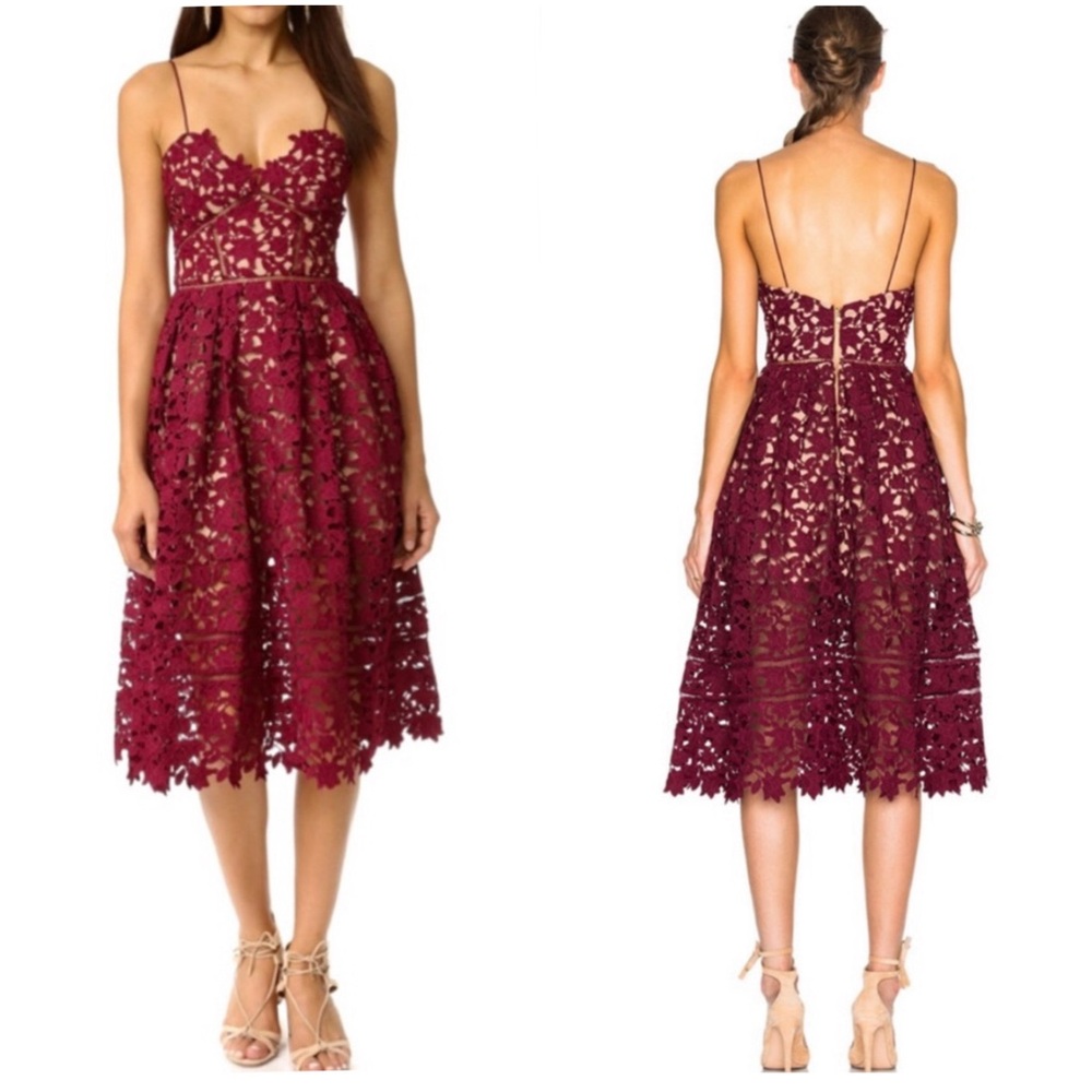 Self-Portrait Azalea Dress Burgundy, S (US 6, UK 10)